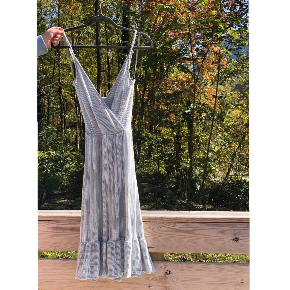 Blue and white striped dress